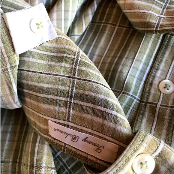 Tommy Bahama Mens Short Sleeve Button Down Shirt Green Tencel size L - Picture 5 of 6